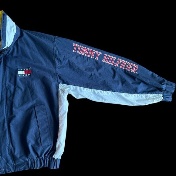 VTG 90’s Y2K Tommy Hilfiger Color Block Embroidered Windbreaker Jacket Size XL - Picture 3 of 9